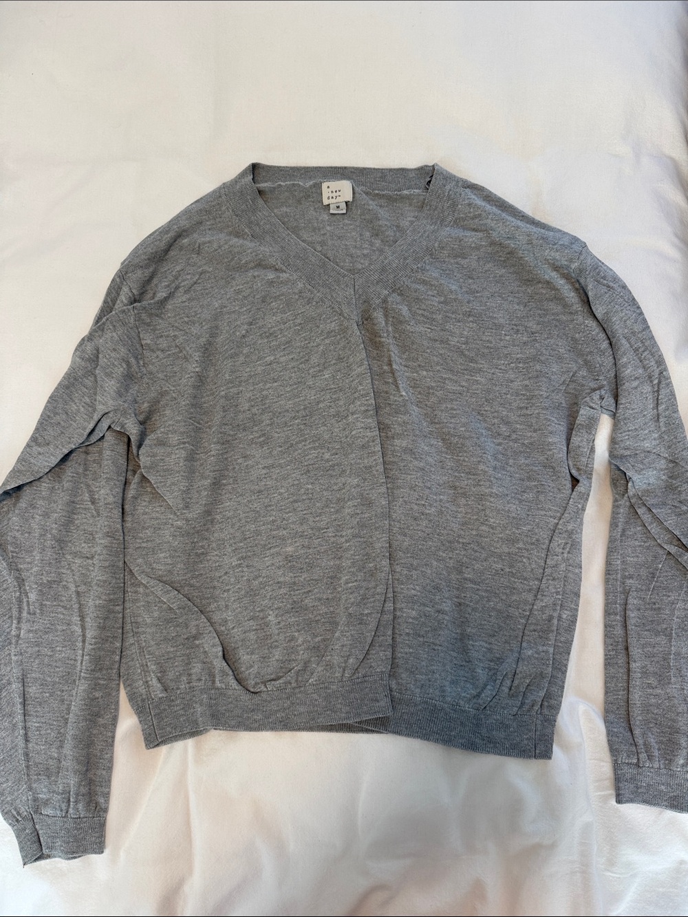 a new day Men's V-Neck Sweater in Heather Gray